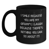 Funny Grampy Christmas Unique Gifts from Grandkids Black Coffee Mug I Smile Because You Are My Grampy - Main